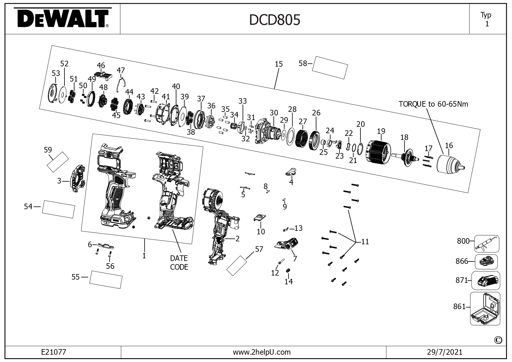DEWALT DRILL/DRIVER (Type 1)