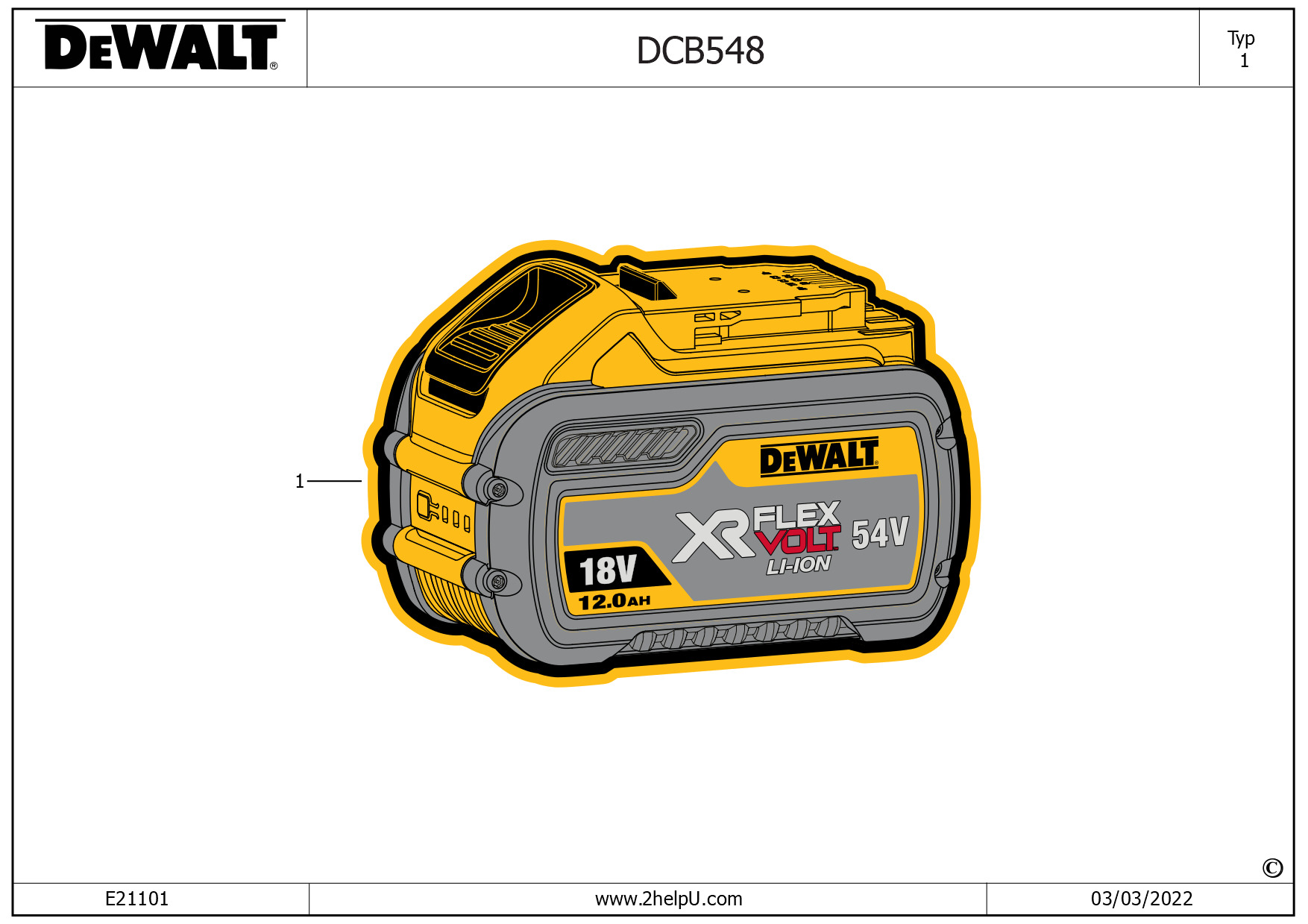 DEWALT BATTERY (Type 1)