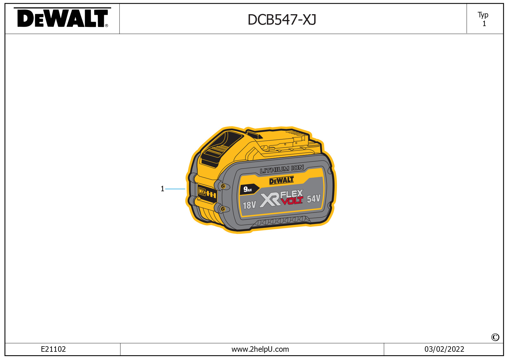 DEWALT BATTERY (Type 1)