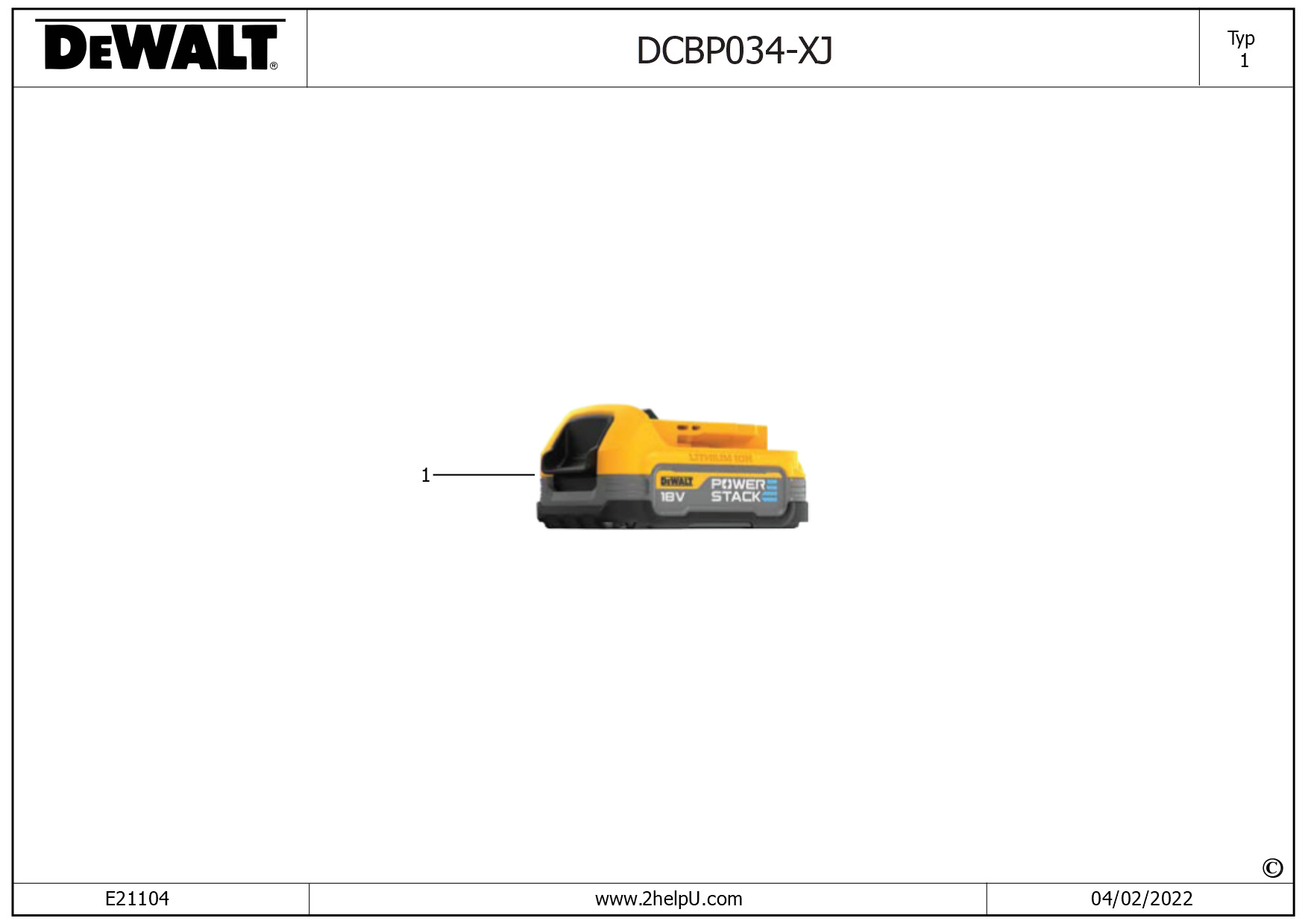 DEWALT BATTERY (Type 1)