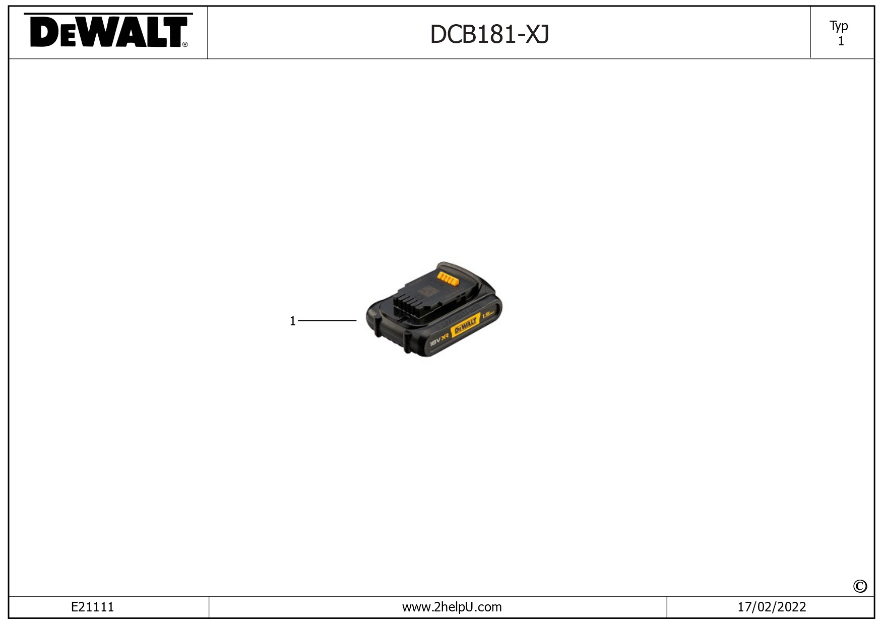 DEWALT BATTERY (Type 1)
