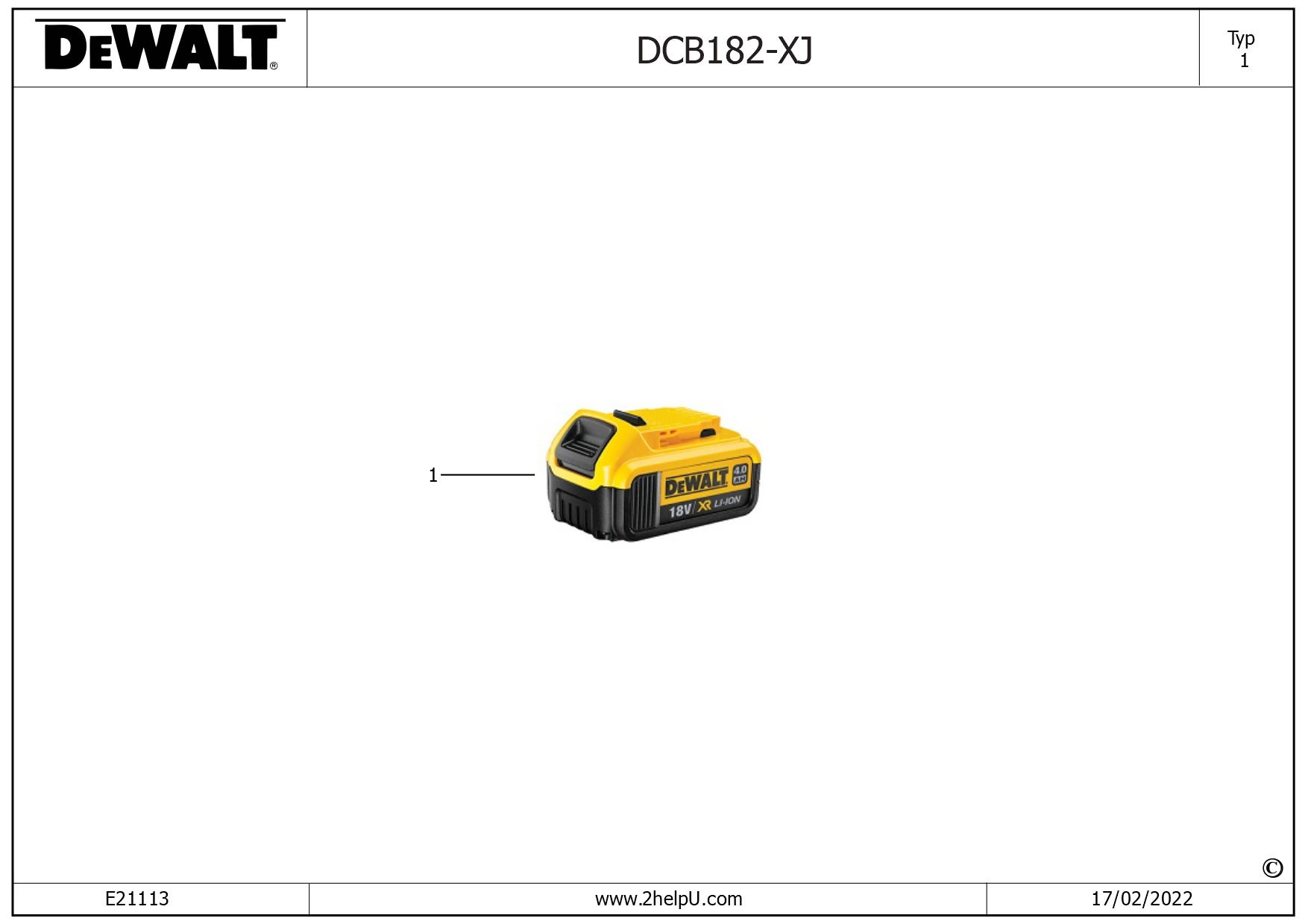 DEWALT BATTERY (Type 1)