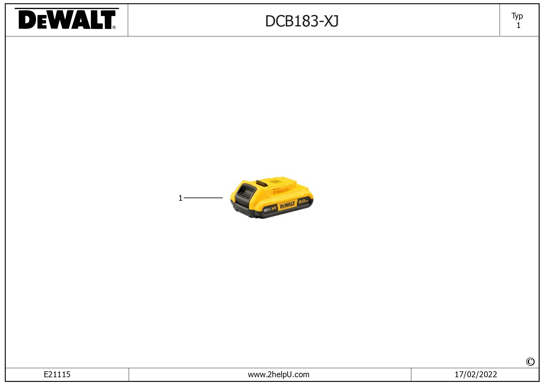 DEWALT BATTERY (Type 1)