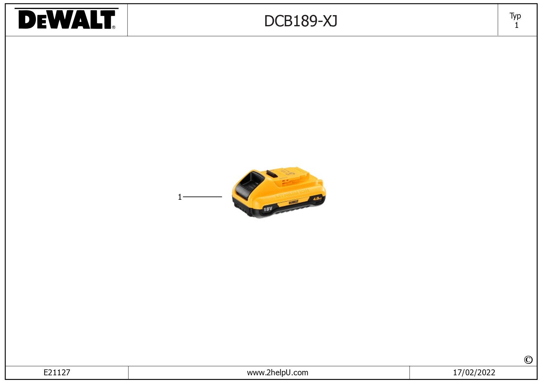 DEWALT BATTERY (Type 1)