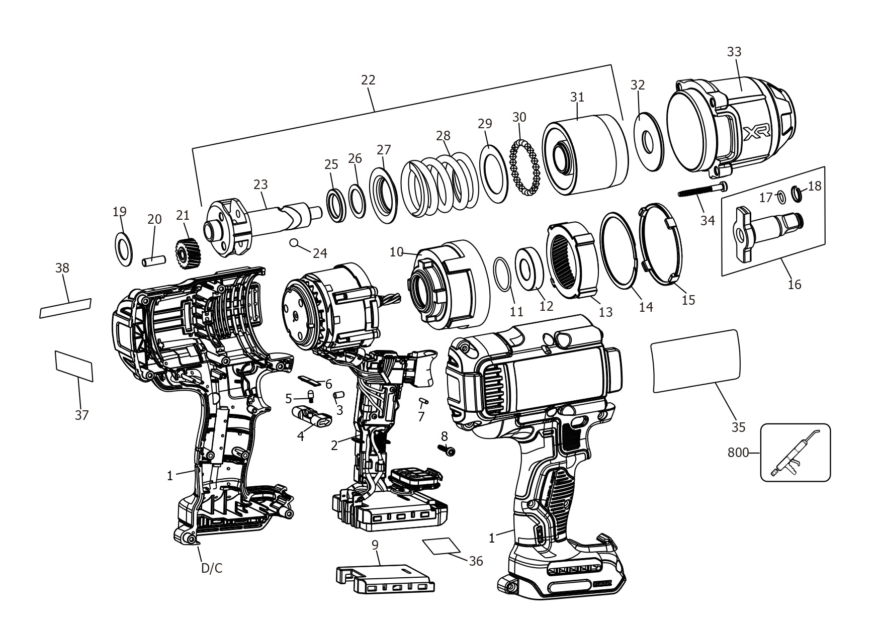 DEWALT CORDLESS IMPACT WRENCH (Type 1)
