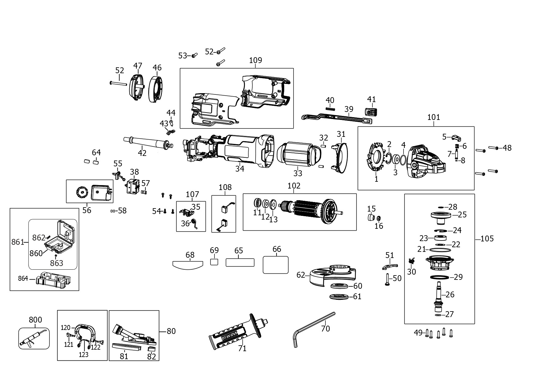 DEWALT SMALL ANGLE GRINDER (Type 1)