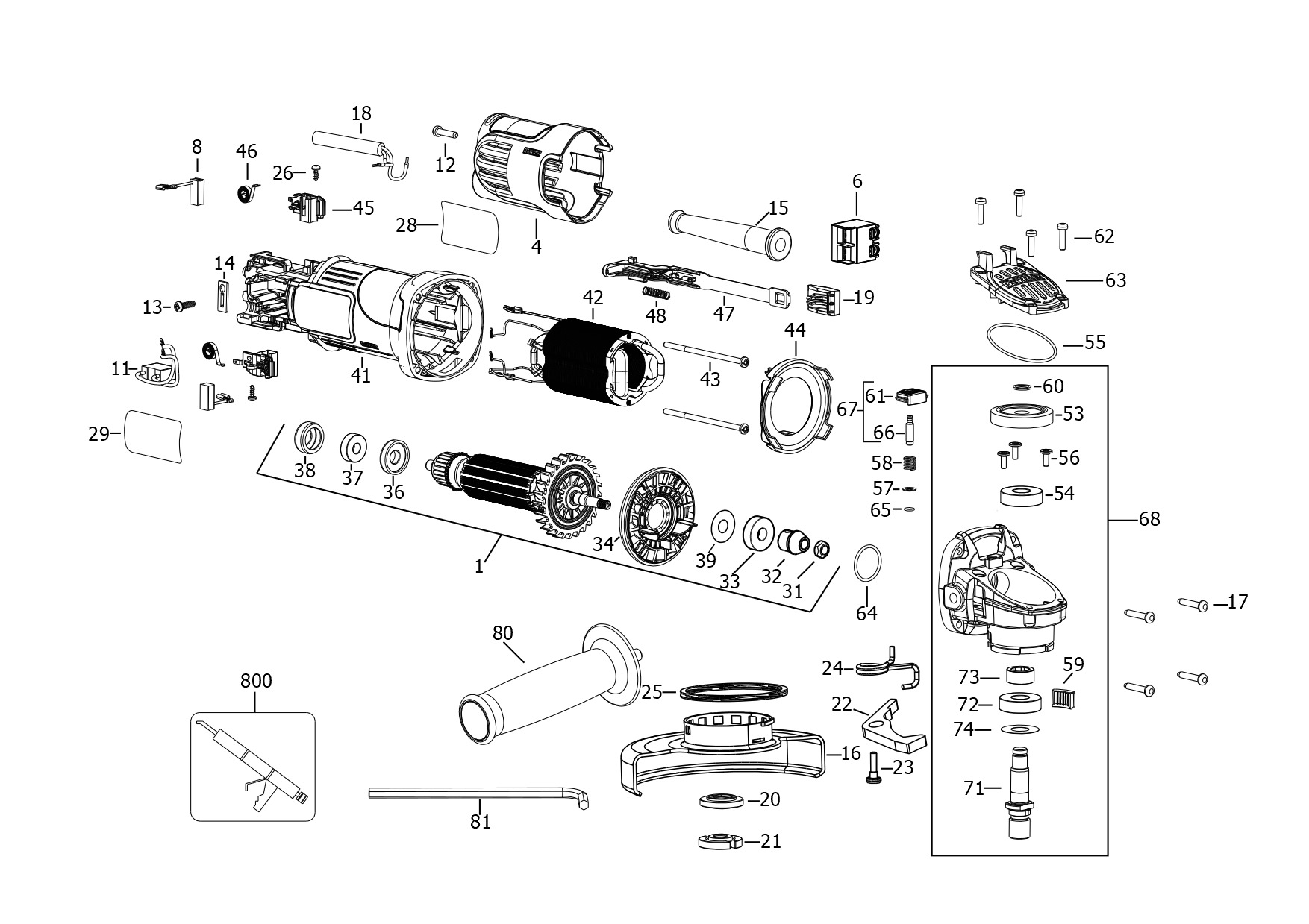 DEWALT SMALL ANGLE GRINDER (Type 1)