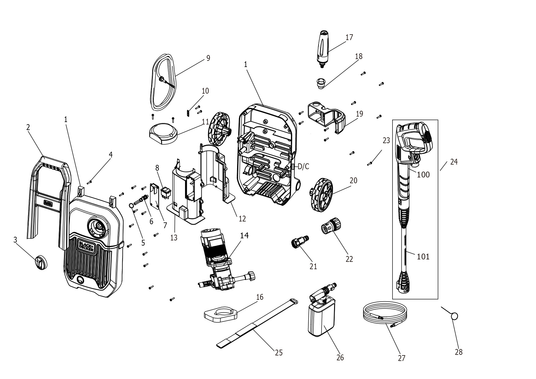 BLACK+DECKER PRESSURE WASHER (Type 1)
