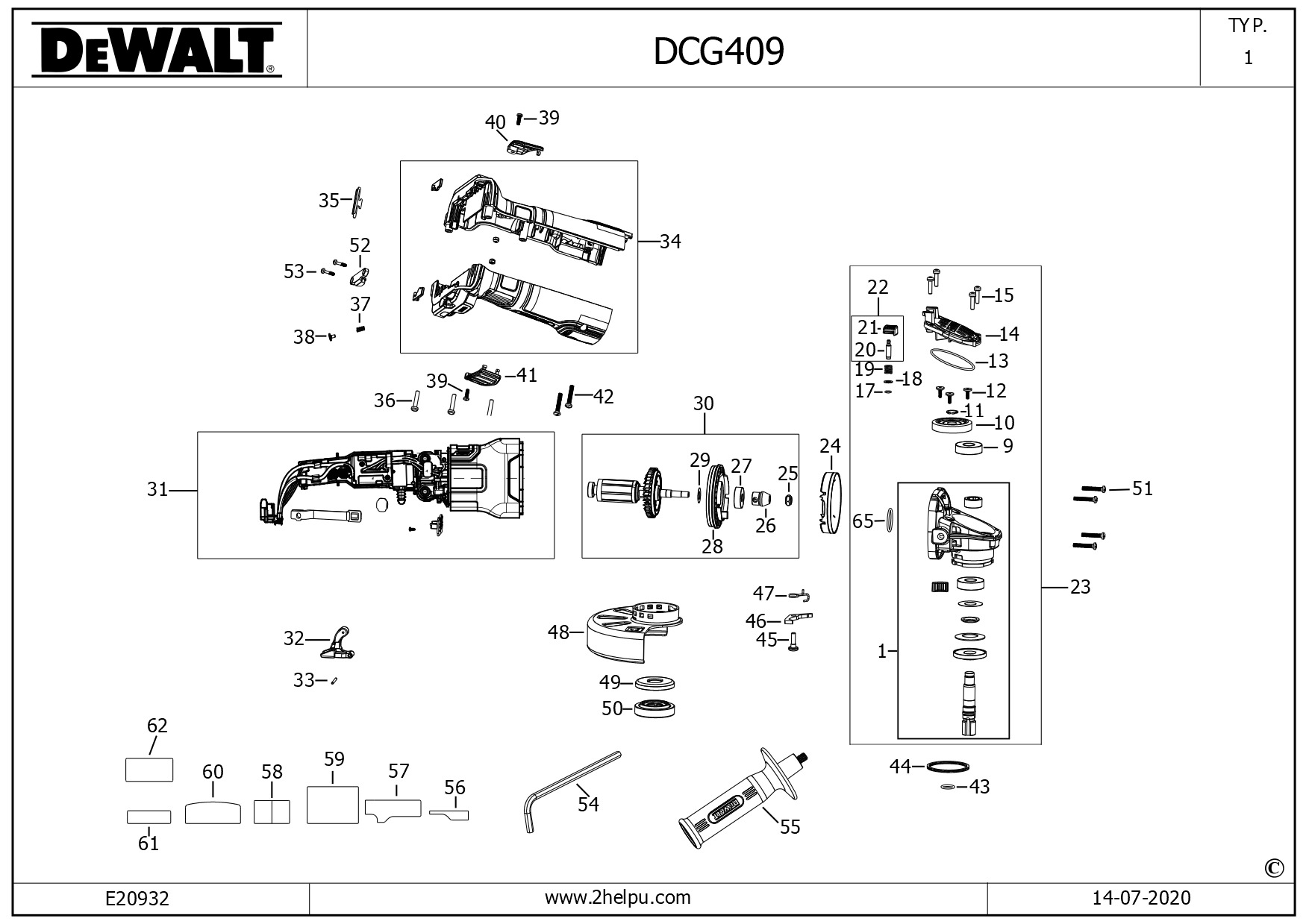 DEWALT ANGLE GRINDER (Type 1)