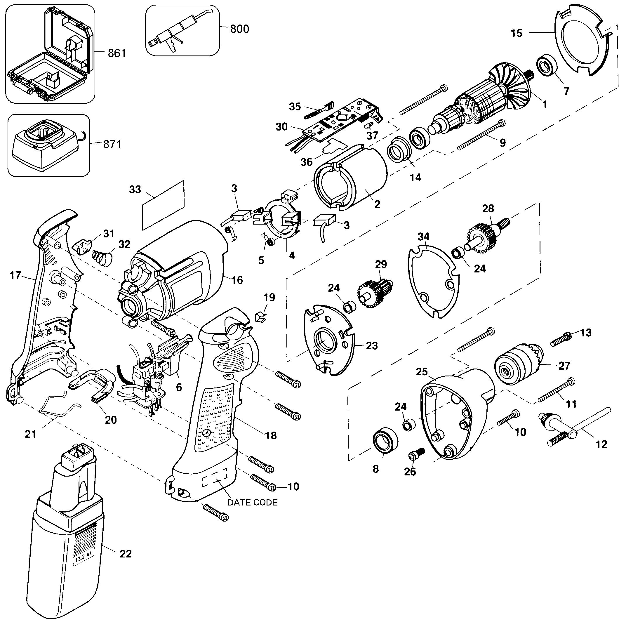 BLACK+DECKER 3/8 VSR CDLS.HOLGUN Type 100