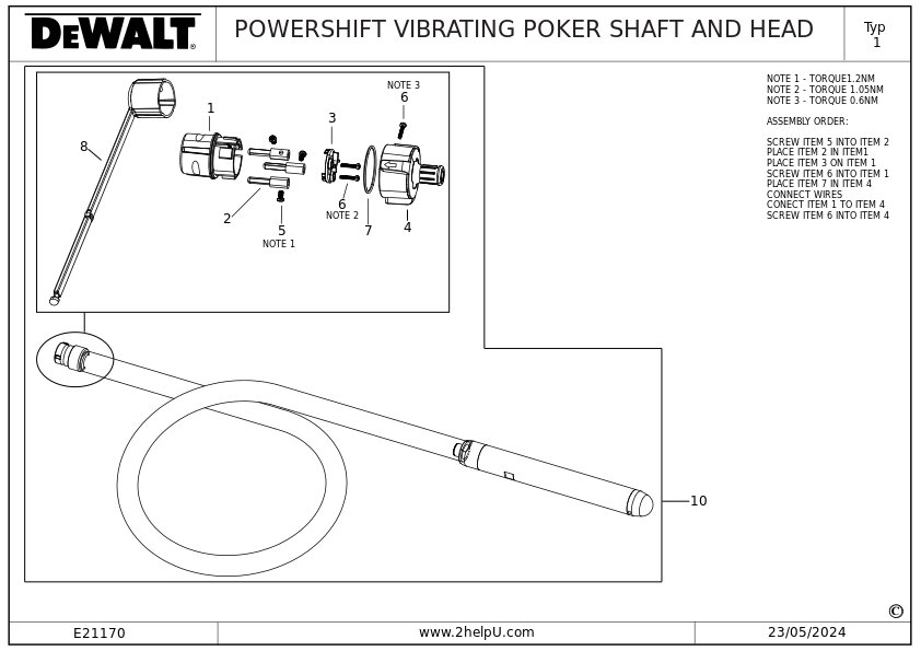 DEWALT VIBRATOR DE BETON (Type 1)