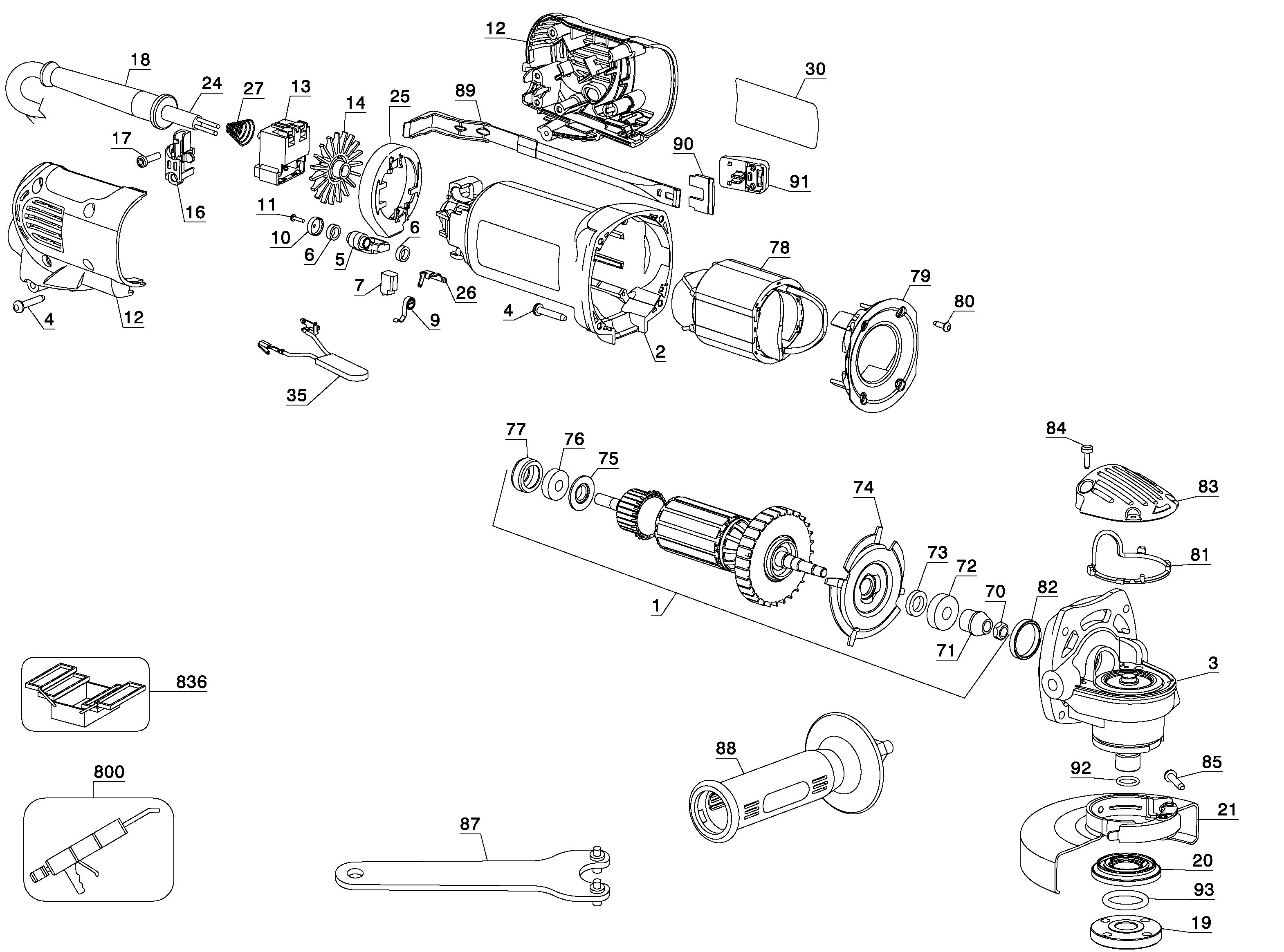 DEWALT 115MM SMALL ANGLE GRINDER Type 1