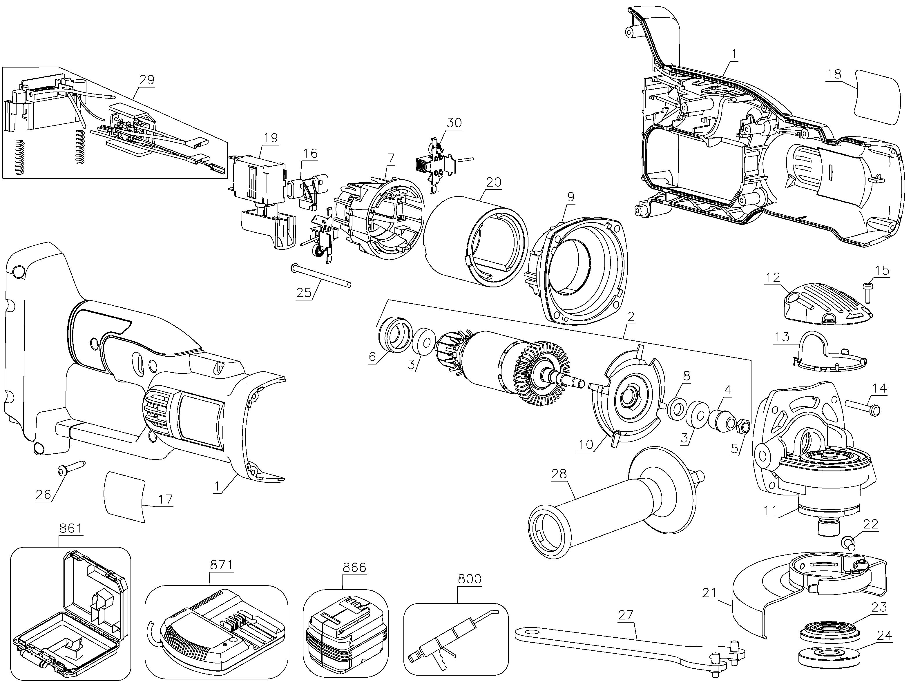 DEWALT 36V GRINDER Type 1