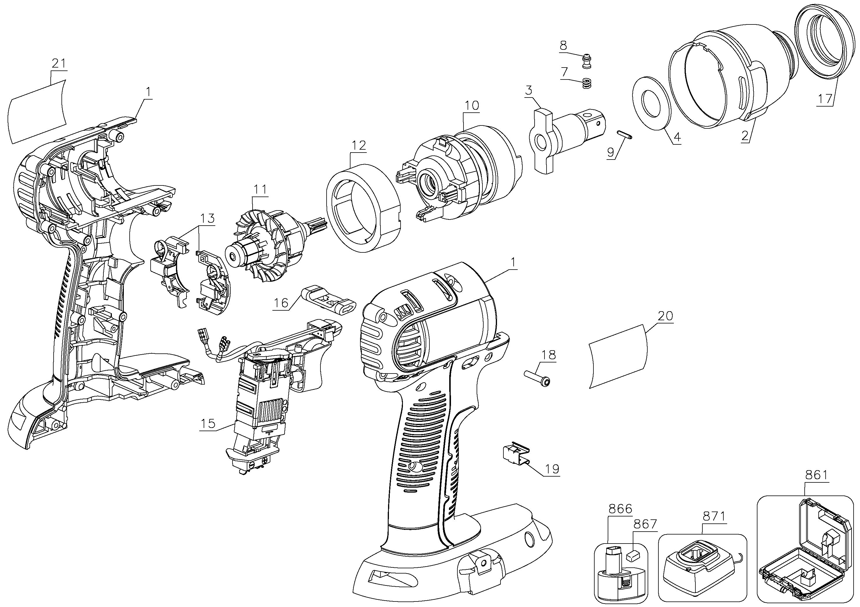 DEWALT 12V Compact Impact Wrench Type 1