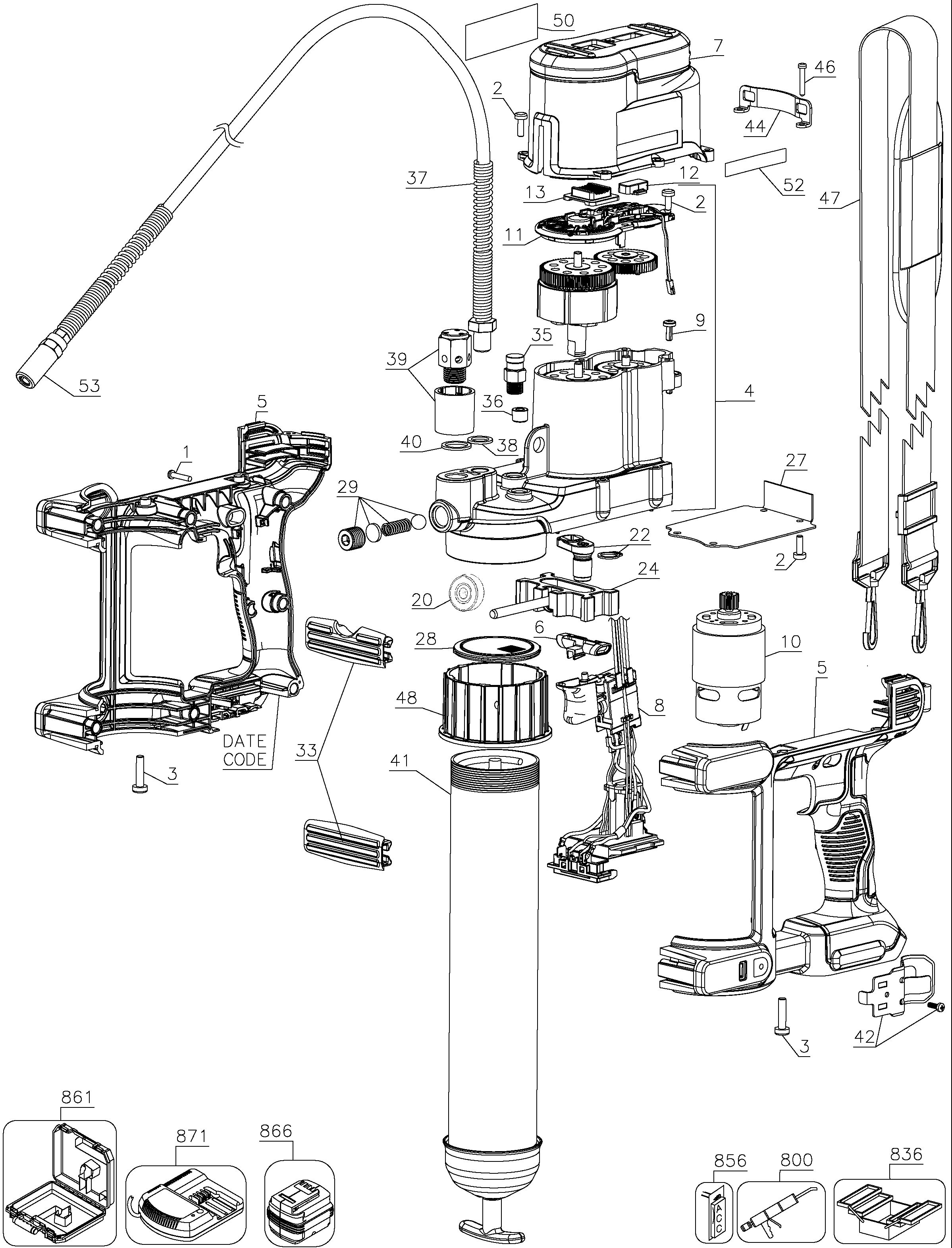 DEWALT GREASE GUN in KITBOX - Ba Type 1