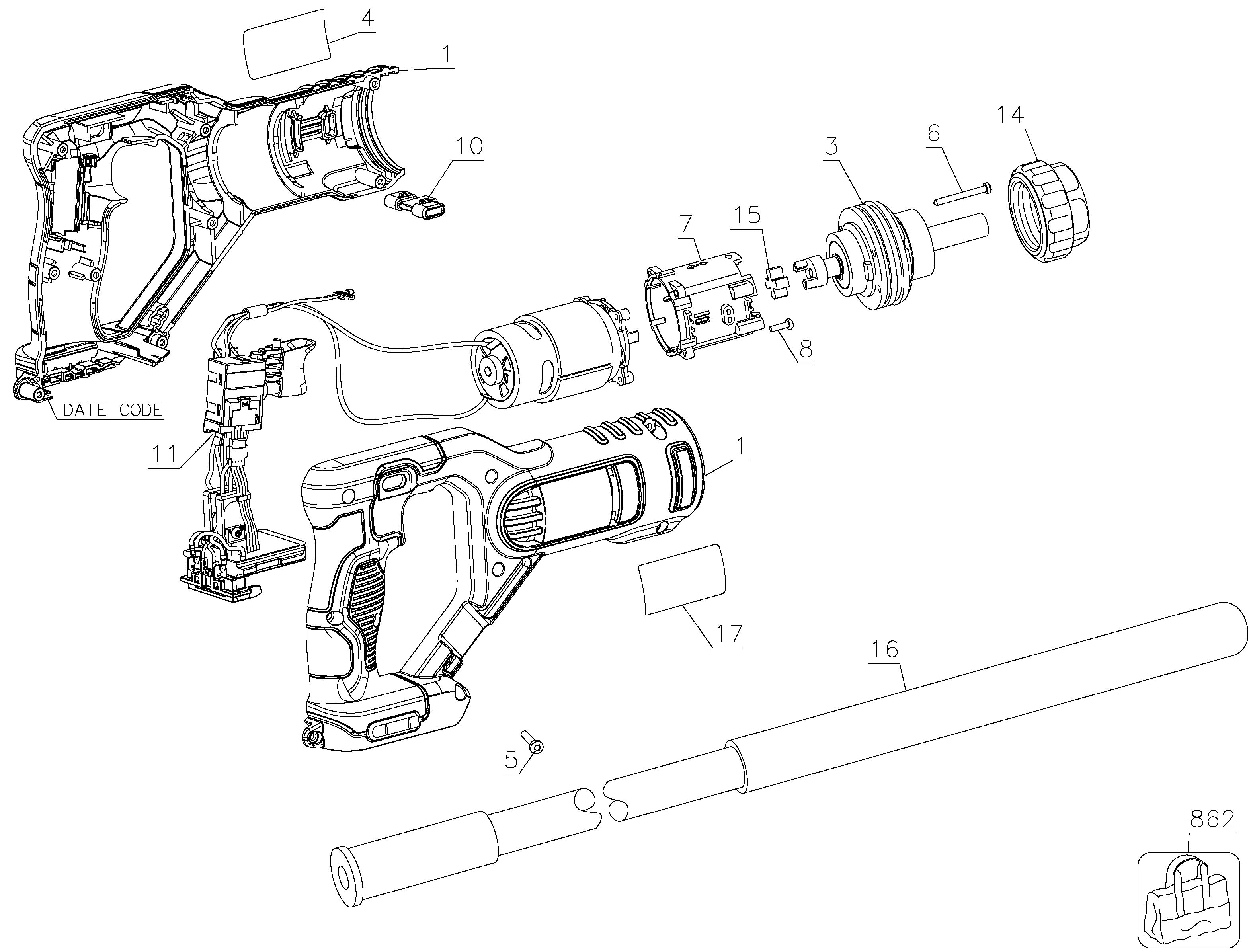 DEWALT 18V XR CONCRETE VIBRATING Type 1