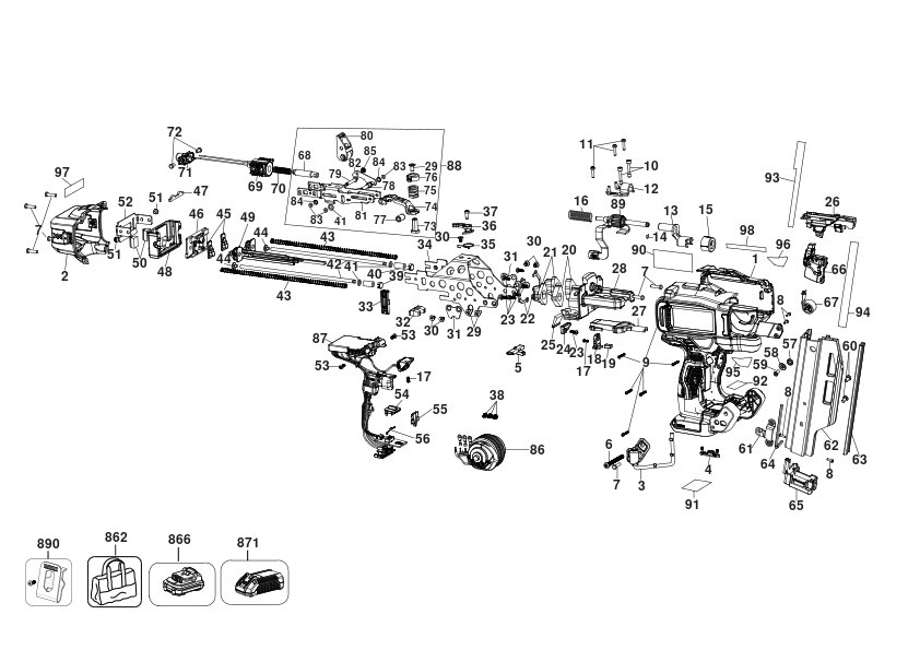 DEWALT PISTOL DE BATUT CUIE CU ACUMULATOR (Type 1)