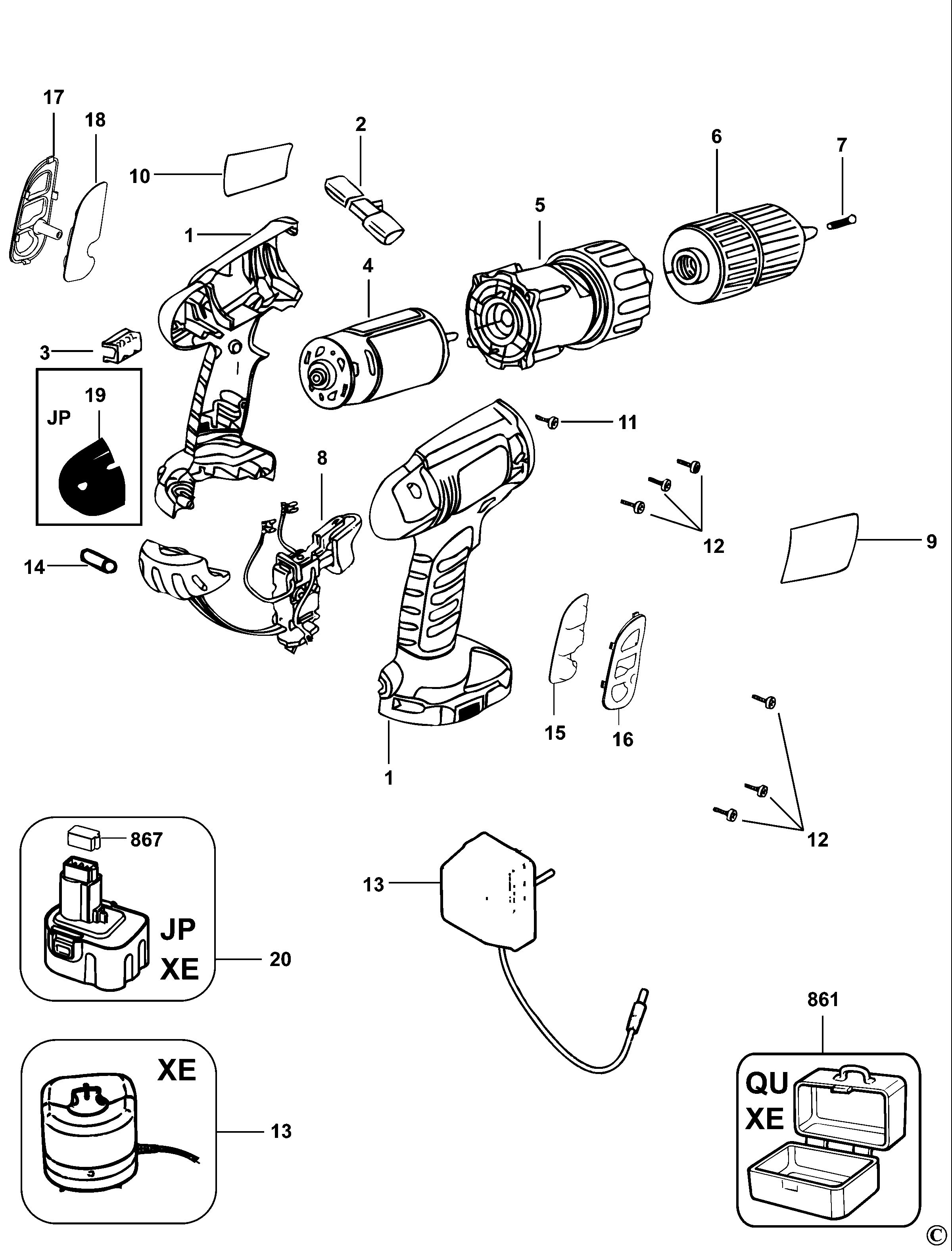 BLACK+DECKER CORDLESS DRILL (Type 1)