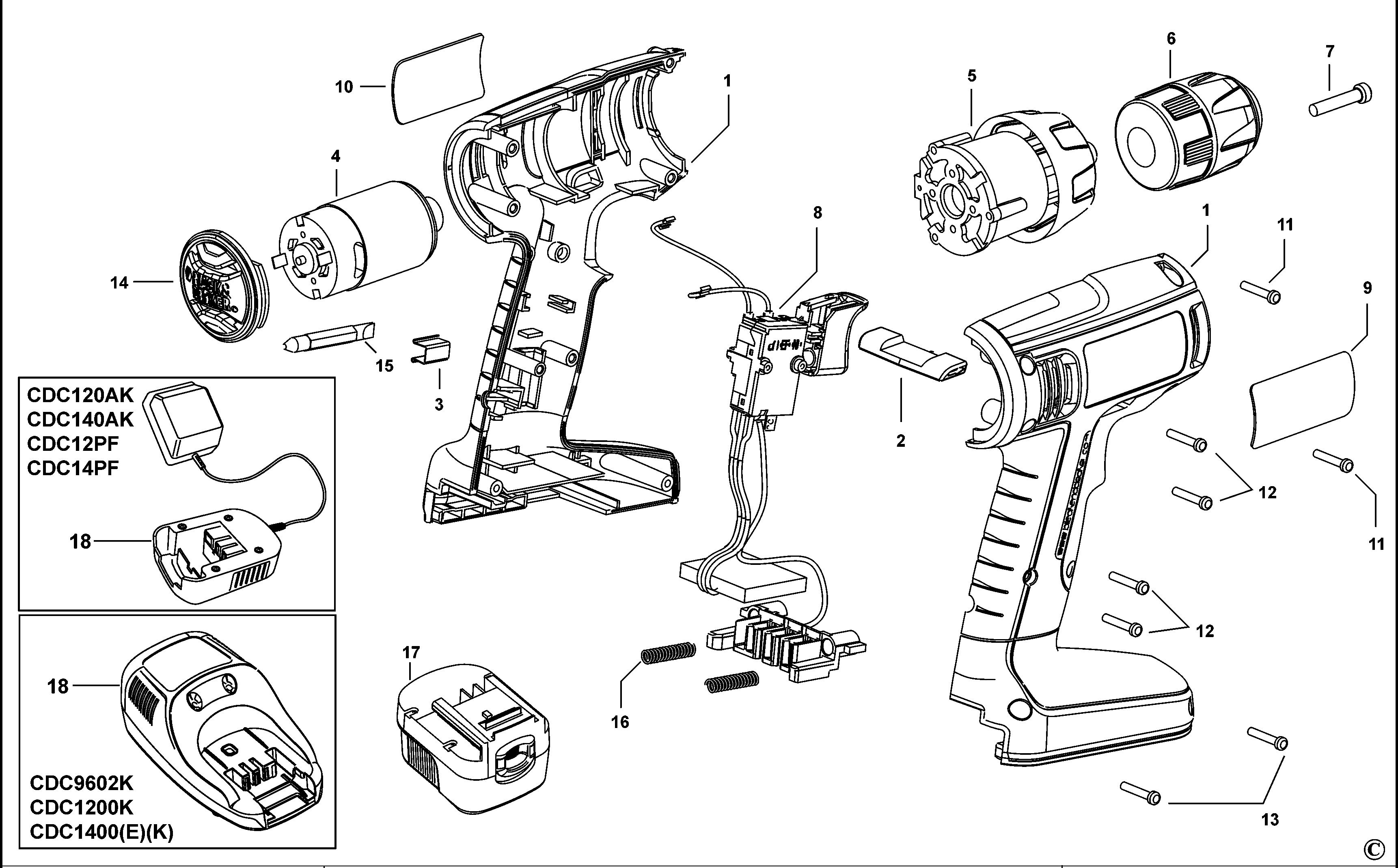 BLACK+DECKER CORDLESS DRILL (Type 1)