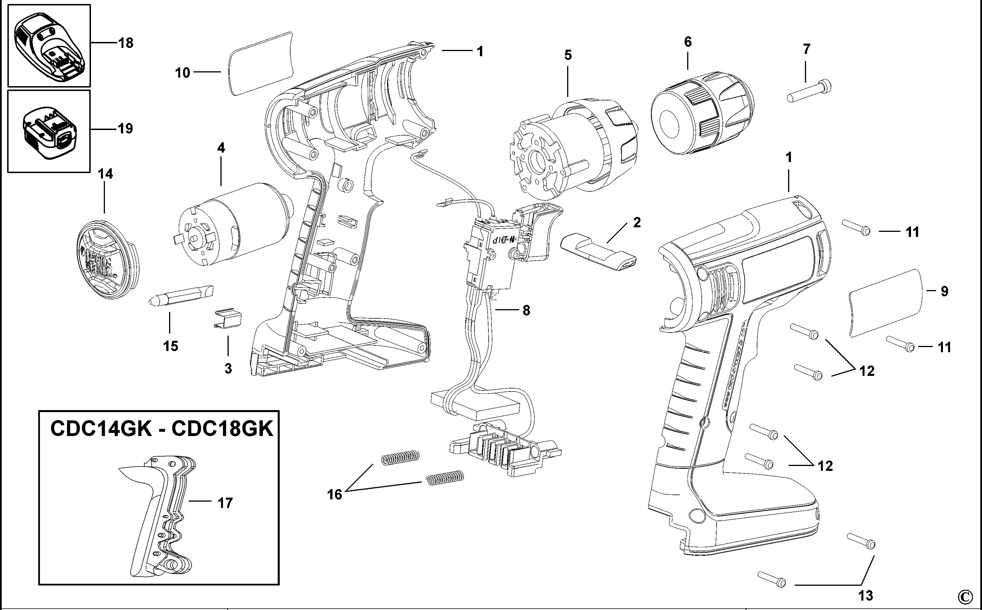BLACK+DECKER CORDLESS DRILL (Type 1)