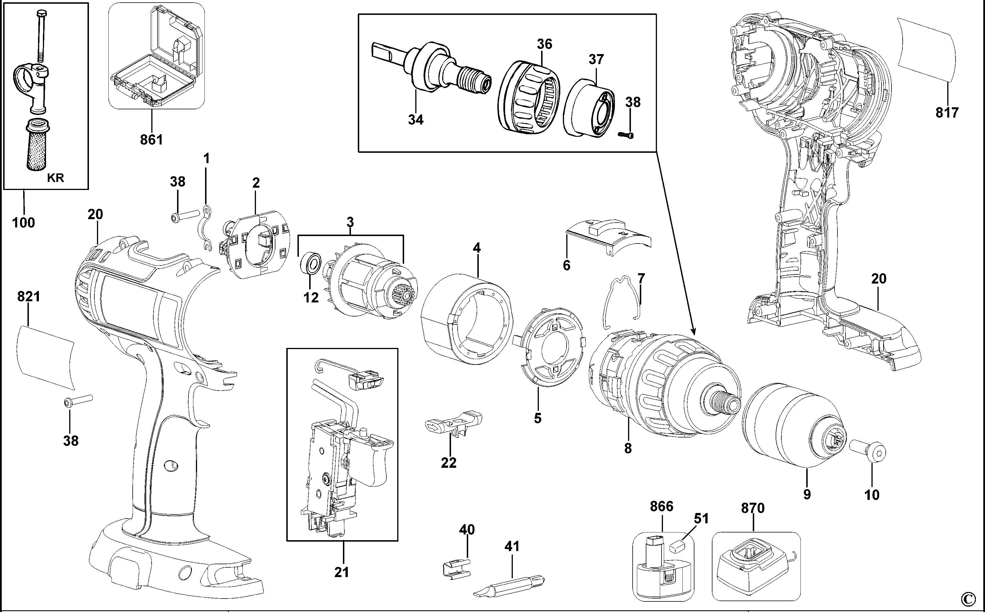 DEWALT CORDLESS DRILL (Type 1)