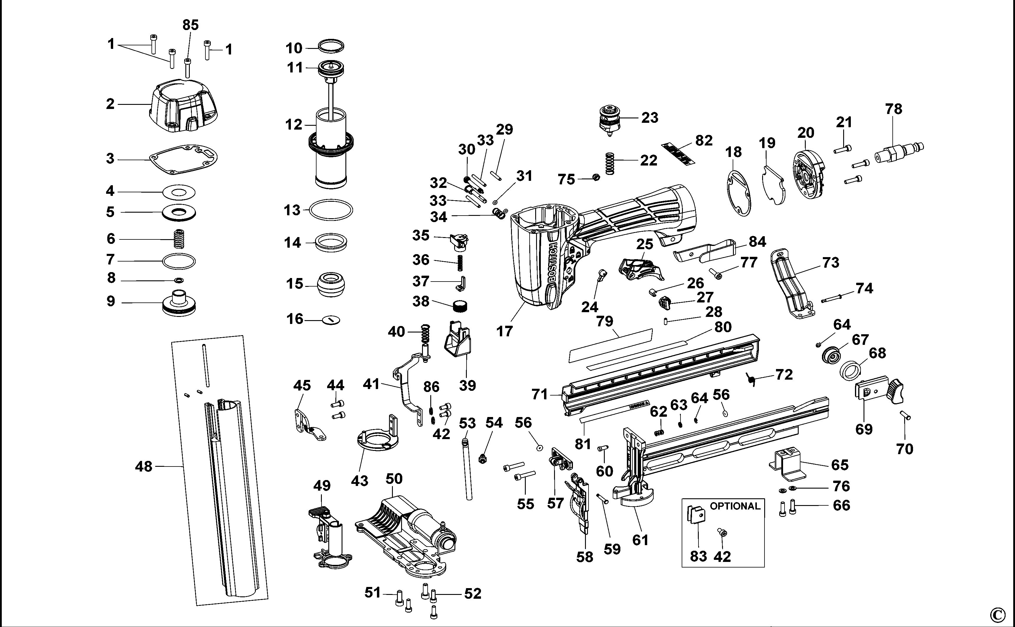 BOSTITCH PNEUMATIC STAPLER (Type REV C)