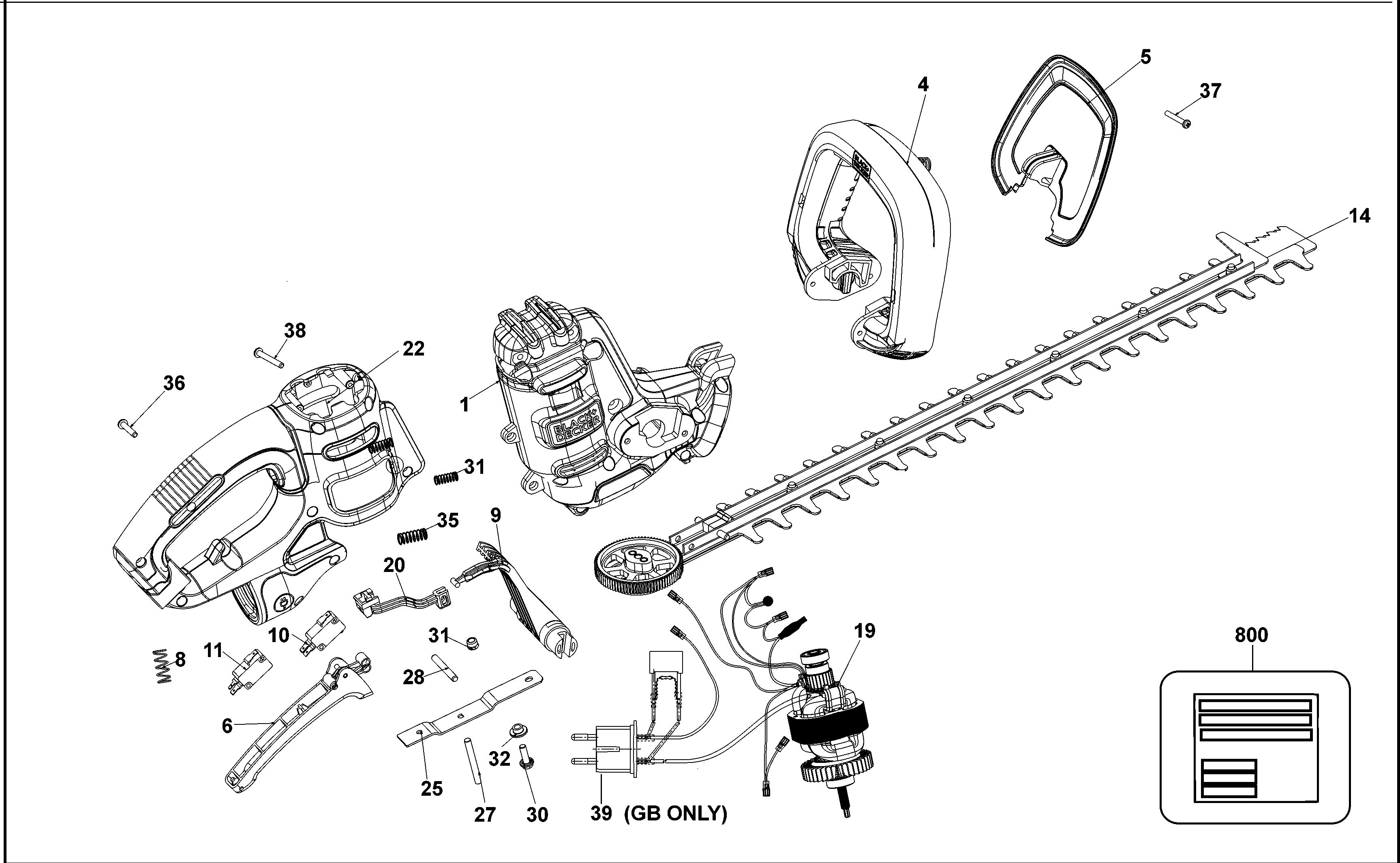 BLACK+DECKER 500W HEDGE TRIMMER (Type 1)