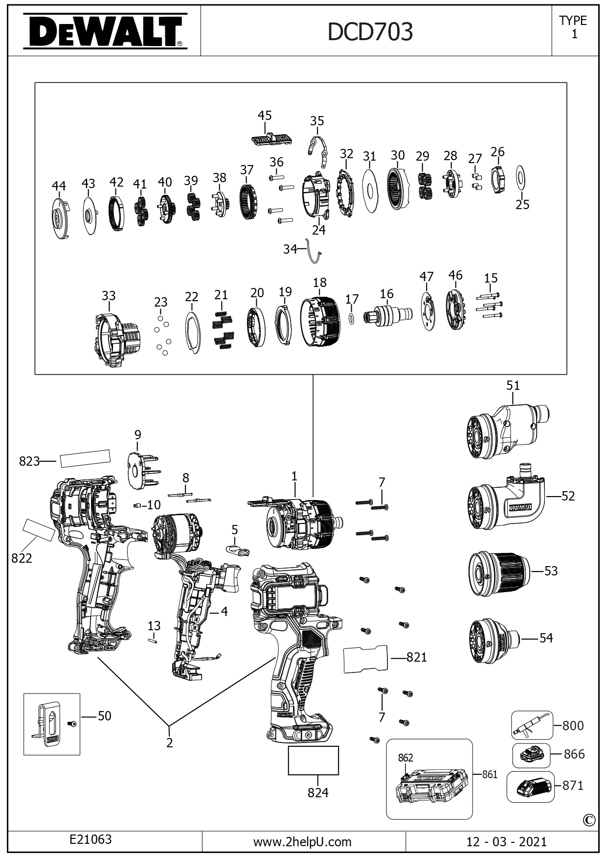 DEWALT DRILL/DRIVER (Type 1)